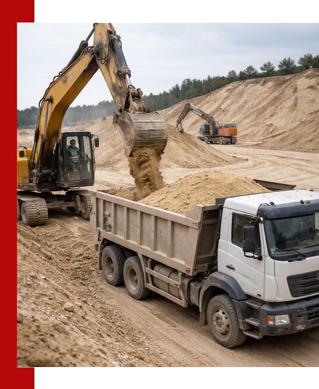 Доставка карьерного песка с самосвалами и разгрузкой в Уссурийске