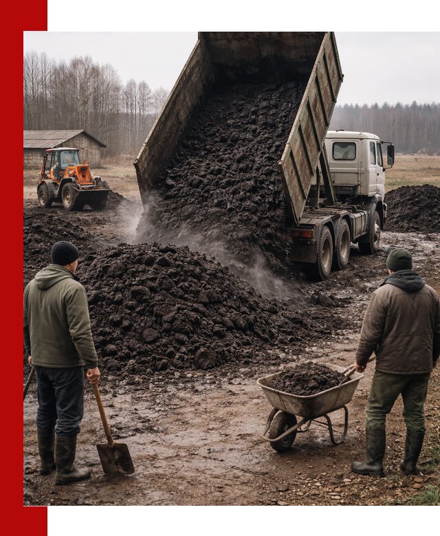 Доставка низинного торфа с разгрузкой и доставкой в Уссурийске